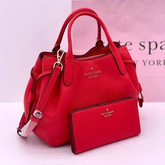 Kate Spade Dumping Small Satchel and Wallet Set Heirloom Tomato - Picture 1 of 13
